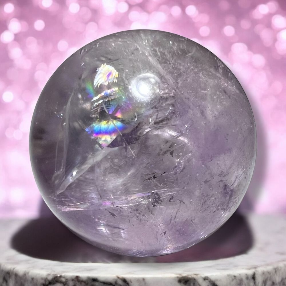 Amethyst Crystal‎ Marble Sphere Meditation Stone